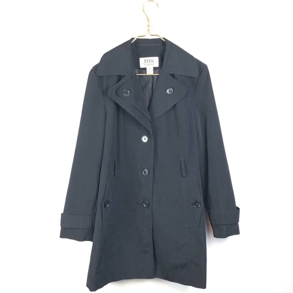 London Fog • Black Button-Up Raincoat.